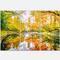 Designart - Bright Fall Forest with River - Landscape Canvas Art Print